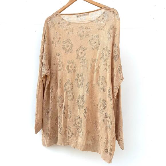 Gudrun Sjoden Linen Oversized Long Sleeve Sweater Jumper Knit Tan Top Shirt XL - Picture 2 of 7